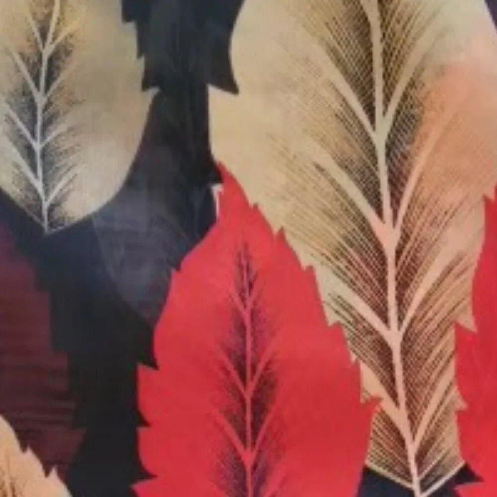 NWOT Elegant‎ Black Scarf with Tan, Pink and Red Leaf Design Weekend Casual
